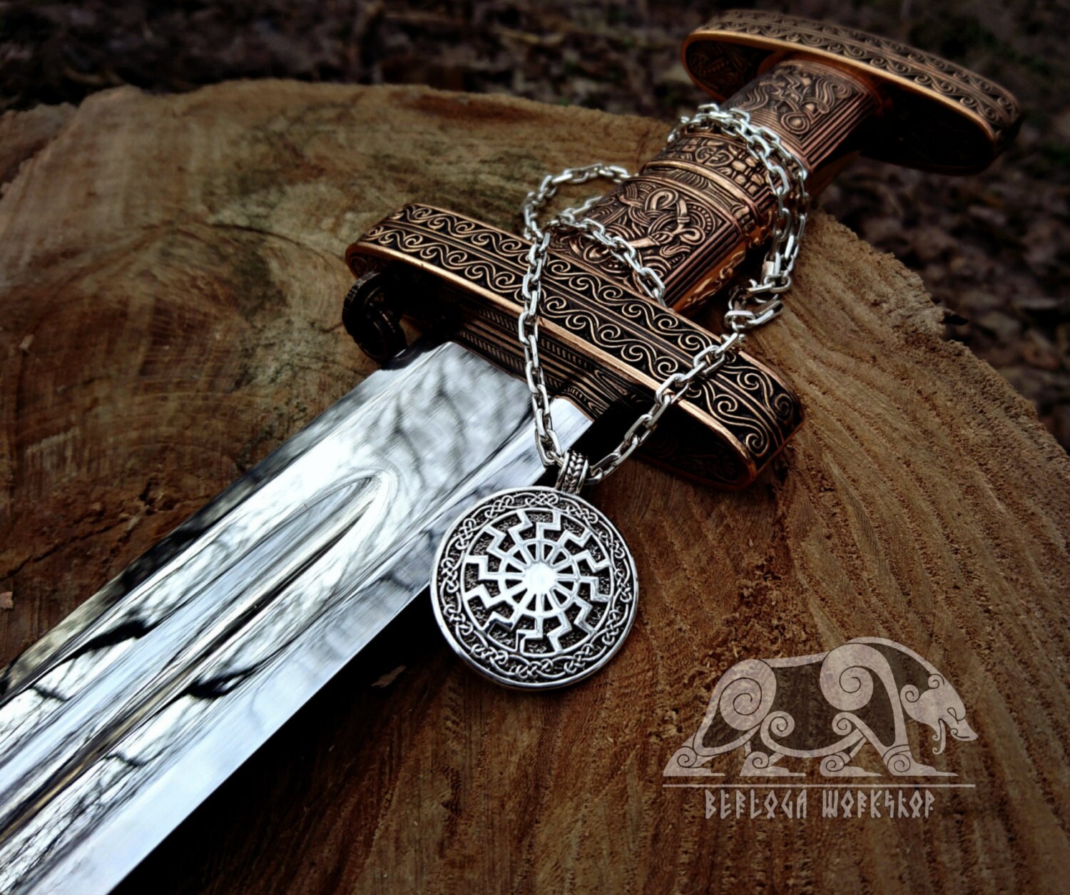 Black Sun Sonnenrad Viking Pendant Sterling Silver Viking