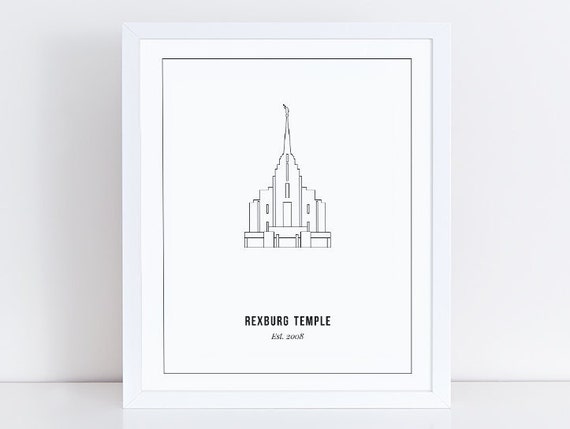 Items similar to Rexburg, Idaho Temple Print | Outline | Mormon home ...