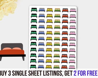 Bed Stickers, Planner Stickers, Bed Sheet Stickers, Sleep Stickers