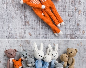 Crochet Fox Toy Woodland animal Soft cotton toy for kids Plush stuffed animal Baby gift Newborn gift Birthday gift Amigurumi Mama baby toys