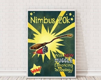 Harry Potter Nimbus 20k Retro Poster Art Film Poster Movie Poster