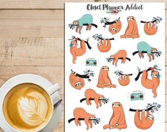 Sleepy Sloths Planner Stickers | Cute Sloths | Lazy Sloths | Sloth Stickers | Animal Stickers | Lazy Day Stickers (S-186)
