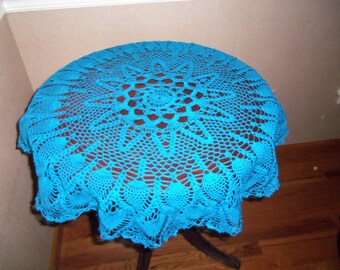 Blue Crochet Doily / Large Doily / Round 33 "