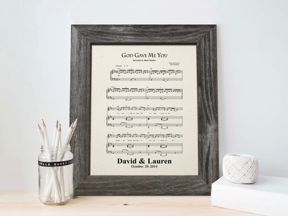 First dance song, 2nd anniversary gift for men, cotton wedding anniversary gift for her, 2 years together, music notes sheet, - CT0124