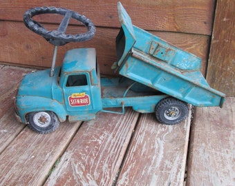 Vintage Metal Toy Truck, Buddy L Sit-N-Ride, 1960s Toy Dump Truck
