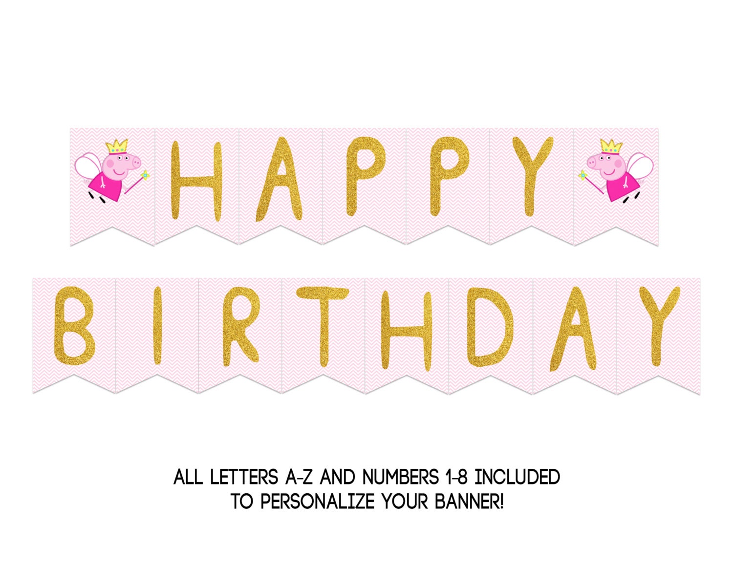 Peppa Pig Birthday Banner Fairy Peppa Birthday Party