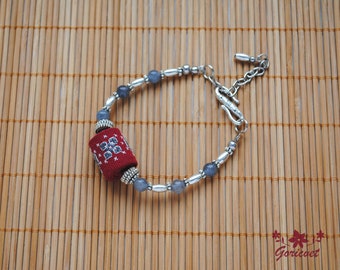 Jade bracelet embroidered jewelry Gift for bridesmaid Unique jewelry burgundy gray bracelet dainty bohemian jewelry embroidered bead jewelry