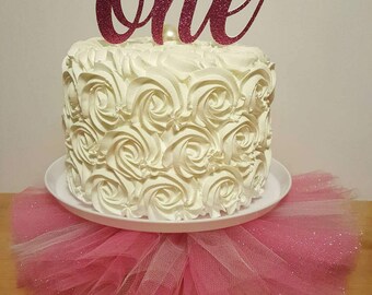 Pink Crown Cake Topper ONE 1st first Birthday princess party decoration Glitter Gold silver cupcake smash picture photo purple white