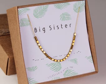 Big sister gift, sister birthday gift, Morse code necklace, sister bracelet, sister necklace, big sister necklace, big little sorority, gift