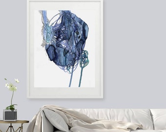Blue art print, Abstract art, giclee art, Abstract Watercolor Giclee Print, Fine Art Print, Watercolor print, large print
