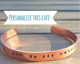 Personalized Copper Bracelet, Custom Copper Bracelet, Hand-Stamped Cuff, Bridesmaids Gift, Women's Copper Cuff, Gift under 20, Gift for Her