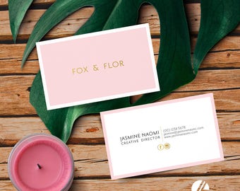 Business Card Design, Blush Pink and Gold, Template, Double-sided, Small Business, Business, Business Identity, Pre-made, Elegant, Minimal