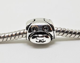 Silver Dog Face Charm for European Bracelets (item 100)