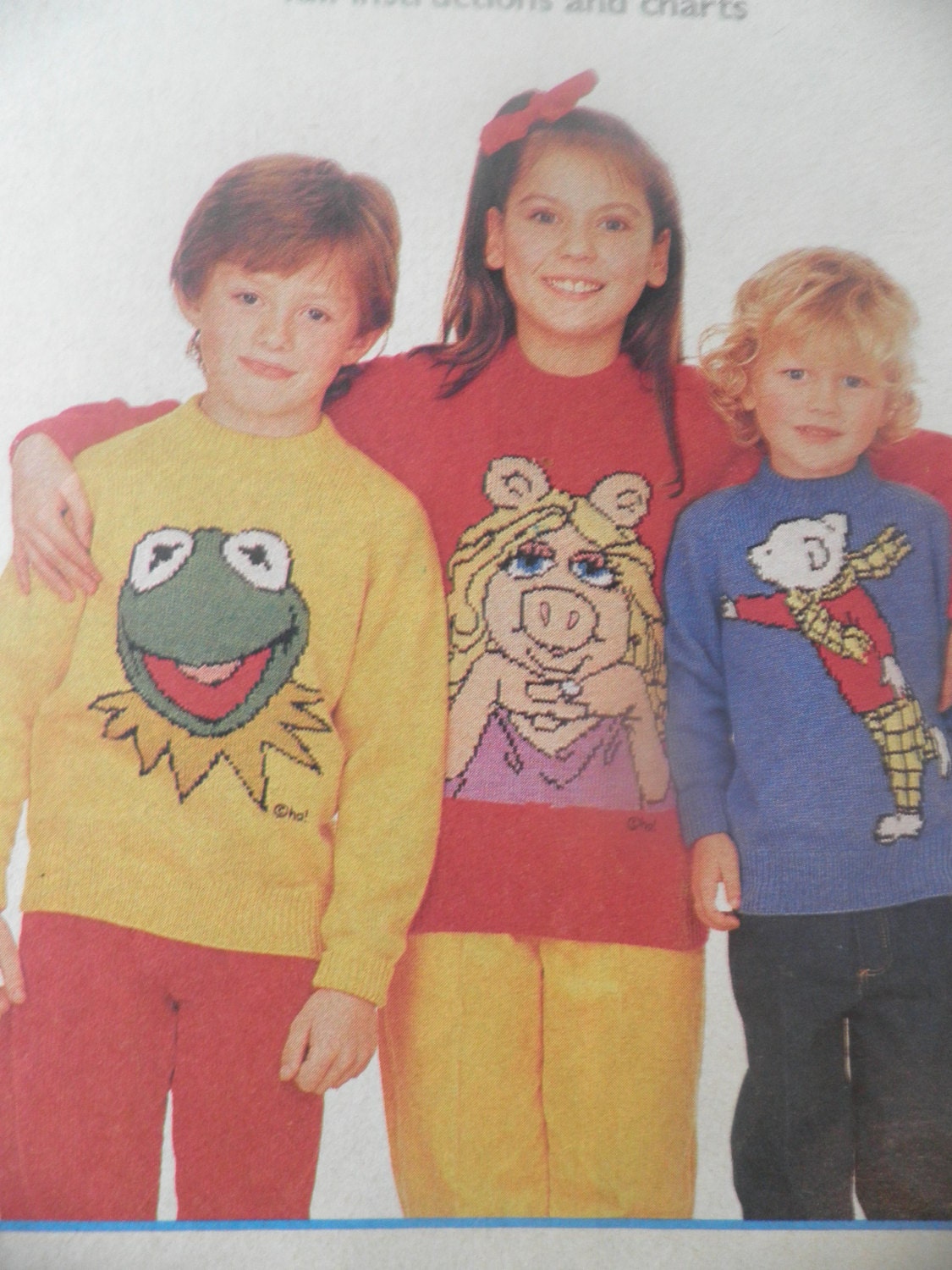 Miss Piggy, Kermit the frog and Rupert Bear, The Muppets, 1970s 1980...