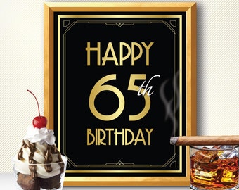 Happy 65th birthday, 65th birthday decoration, 65th birthday, 65th birthday card, great gatsby birthday, art deco birthday, happy birthday