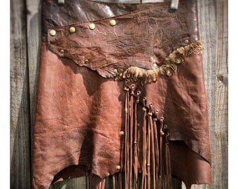Leather skirt - Brown Peacock