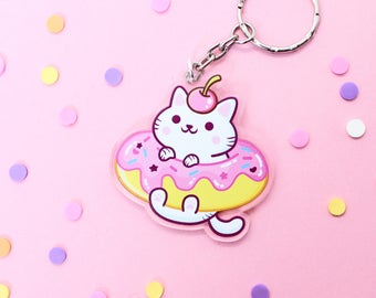 Donut Cat Kawaii Acrylic Keychain