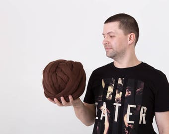 Super bulky yarn, Merino wool yarn, Merino wool roving, Chunky yarn, Bulky yarn, Huge yarn, Big yarn, Arm knitting yarn, Roving, Yarn, Gift