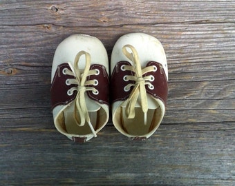 Vintage Baby Shoes, Vintage Baby Shoe, Brown and White Baby Shoes, Vintage Brown and White Baby Saddle Shoes