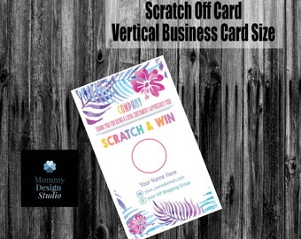 Tropical Watercolor Scratch Off Card - HO Approved Compliant Fonts/Colors - Scratch and Win- customer/prize - Leggings Starter Bundle Kit