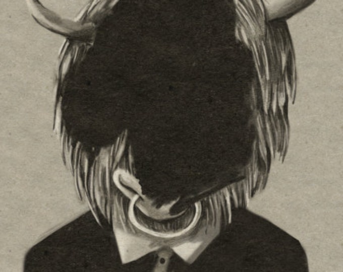 Highland ox - printable digital illustration