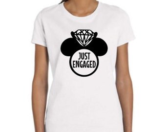 Womens Disney Engagement Shirt, Just engaged mickey hand, Disney Proposal, Custom Disney Shirt