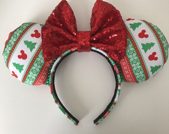Disney Inspired Ugly Christmas Sweater Minnie / Mickey Mouse Ears