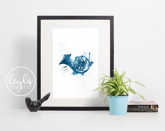 How I Met Your Mother Print - Blue French Horn | A6/A5/A4/A3 Minimalist Art Print | HIMYM TV Poster | For Him, For Her