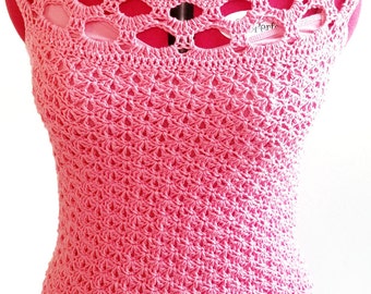 Crochet Pattern Rosalba Spring Sleeveless Blouse Top Shirt