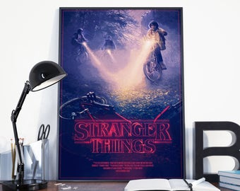 Stranger Things Poster // TV + Movie Alternative Poster // Retro Vintage Stranger Things Style Digital Painting Poster wall art // Gift Idea