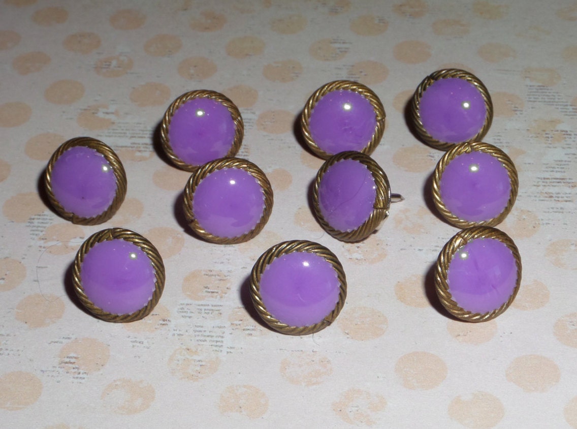 Handmade Decorative Thumb Tacks Push Pins Purple and bronze