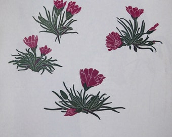 Vintage Bitterroot illustration, book page, book print, linoprint book plate B07