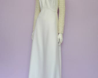 Vintage romantic 60's wedding dress // flower lace // cotton // Eur 36 / US 6 / UK 8