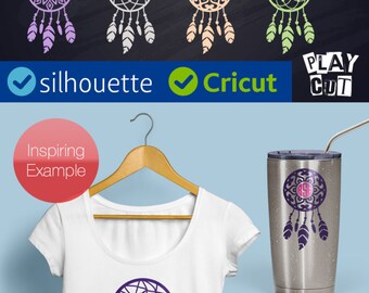 DREAM CATCHER SVG cut files Dreamcatcher Svg Dreamcatcher Monogram Svg for Cricut Svg Boho Design Svg Mandala with feathers Dxf Silhouette