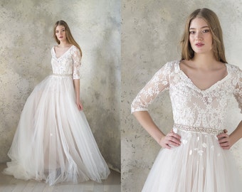 3/4 sleeve wedding dress