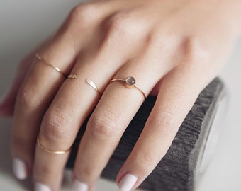 Grey Moonstone Ring | 14K Gold Filled | Stacking Ring | Birthstone | Minimalist Ring | Gift For Her