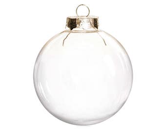 10 Pieces x DIY Paintable/Shatterproof Creative Christmas Decoration 3.15 Inch (80mm) Seamless Clear Plastic Ornament/Ball Golden Cap