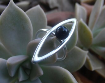 black onyx ring - sterling silver ring - statement ring - handmade ring - adjustable ring - dainty - gift for her