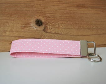 Key chain key ring pink white dotted vintage retro key chain porte Clés