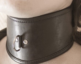 BDSM Posture Collar, Leather Slave Collar, Choker, Leather Bondage and Fetish, Chrome Hardware, Neck Restraint, Wide Collar, Neck Corset