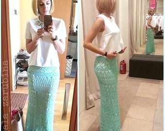 Crochet Maxi skirt pattern detailed tutorial summer cotton for woman "Penelope"