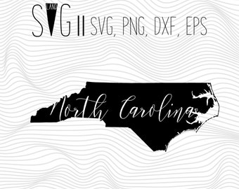 North Carolina Svg, State Svg, Font Svg Files For Silhouette For Cricut, SVG EPS PNG Dxf Vector Cutting Files Vinyl Decal, Monogram Svg