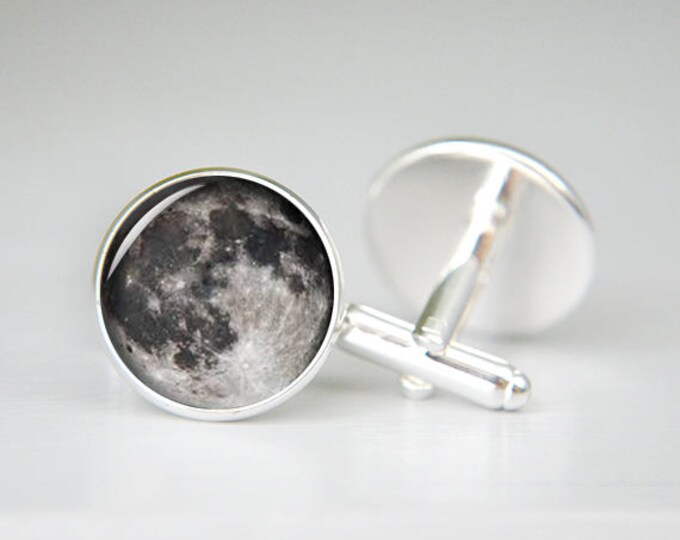 Full Moon cufflinks, Space cufflinks, Galaxy cufflinks, Moon cufflinks, Lunar cufflinks, Planet cufflinks, moon jewelry