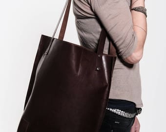 leather shoulder bag - leather bag - leather handbag - leather shopper - leather bags women - leather tote - leather tote bag - yoga bag