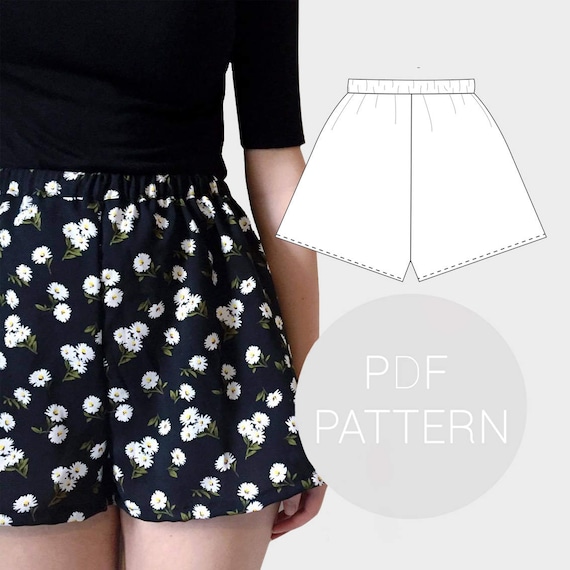 Womens high waisted shorts PDF printable sewing pattern.
