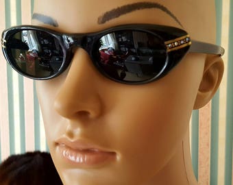 SOLD 1950s Original Black and Gold Cats Eye Sunglasses Raubert Frame France
