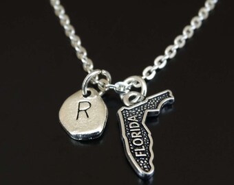Florida Necklace, Florida Charm, Florida Pendant, Florida Jewelry, Florida State Necklace, Florida State Jewelry, Florida Map, Florida Gifts