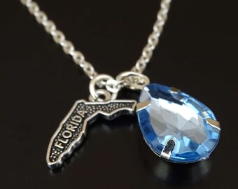 Florida Necklace, Florida Charm, Florida Pendant, Florida Jewelry, Florida State Necklace, Florida State Jewelry, Florida Map, Florida Gifts