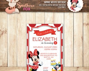Minnie Mouse Birthday Invitation- Custom Digital Invitation 4x6 Minnie Mouse,Minnie Mouse Invite, Minnie Mouse Party,Minnie Birthday,Minnie