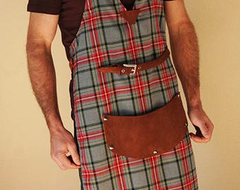 Fabric and leather Glasgow apron